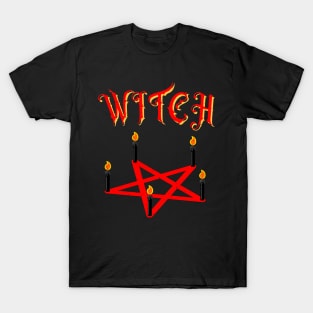 Witch Pentagram Candles Wicca Satan Occult Woman T-Shirt